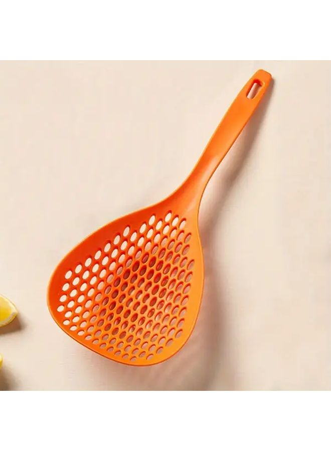 Green Plastic Strainer Scoop Colander Slotted Pasta Skimmer with Ergonomic Handle - Image 2